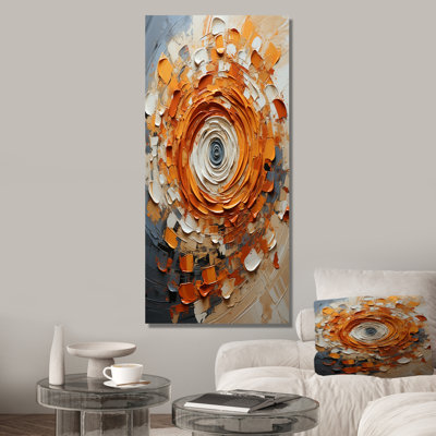 Orange And White Abstract Spiral Collage - Abstract Collages Wall Art