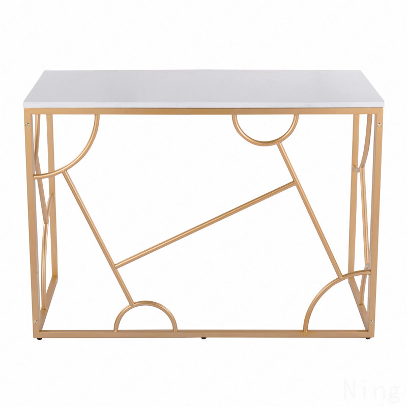 Bureau contemporain, métal doré et bois blanc
