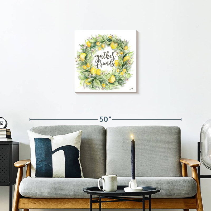 Panneau mural aquarelle, couronne de citron et amis
