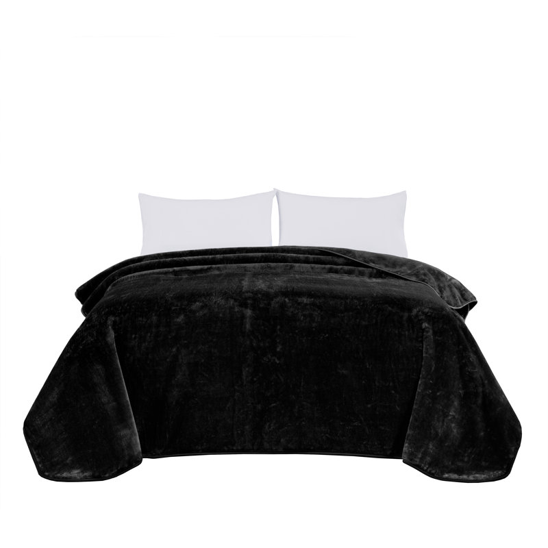 King Black Knitted Faux Mink Reversible Blanket