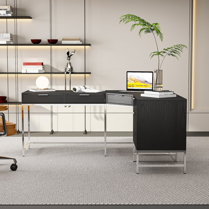 Bureau d'ordinateur en L au design moderne