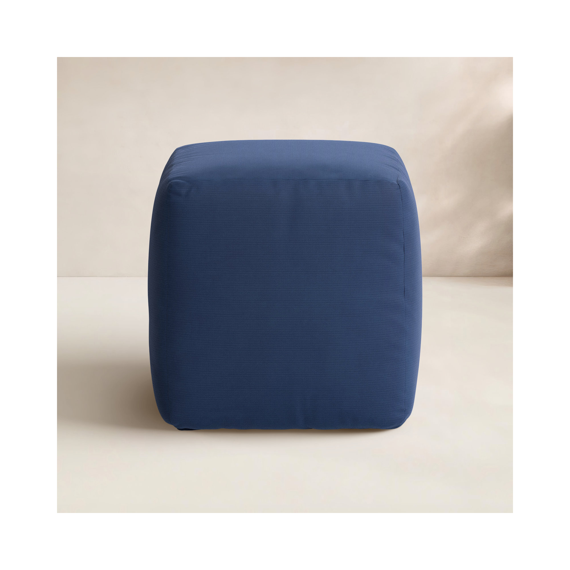 Upholstered Outdoor Ottoman, Canvas Navy
