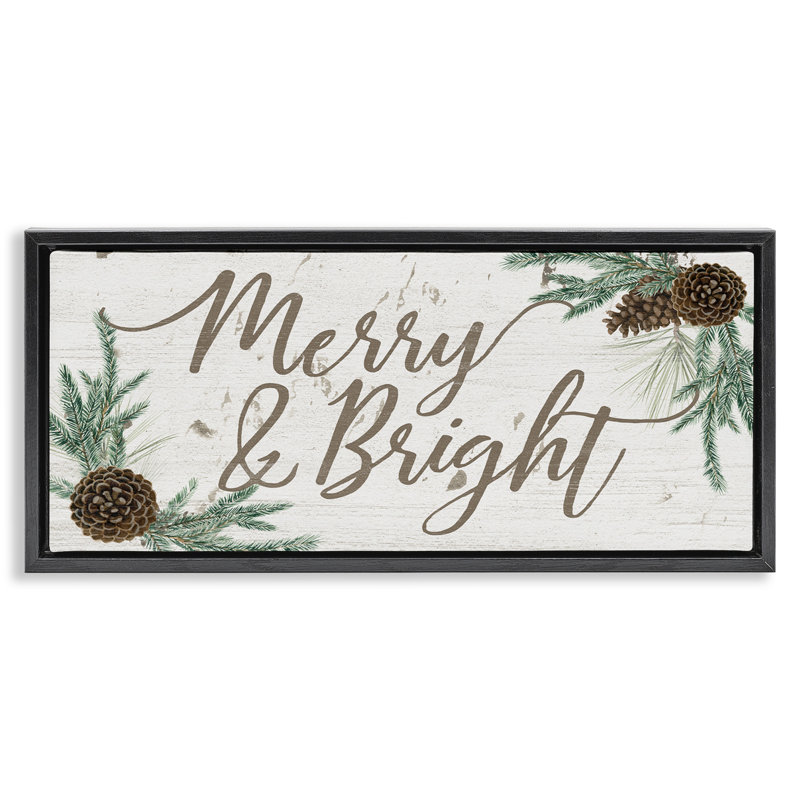 «Merry & Bright Festive Winter» encadrée par Floater, Cadre flottant noir de jais, H 11 po x l 25 po