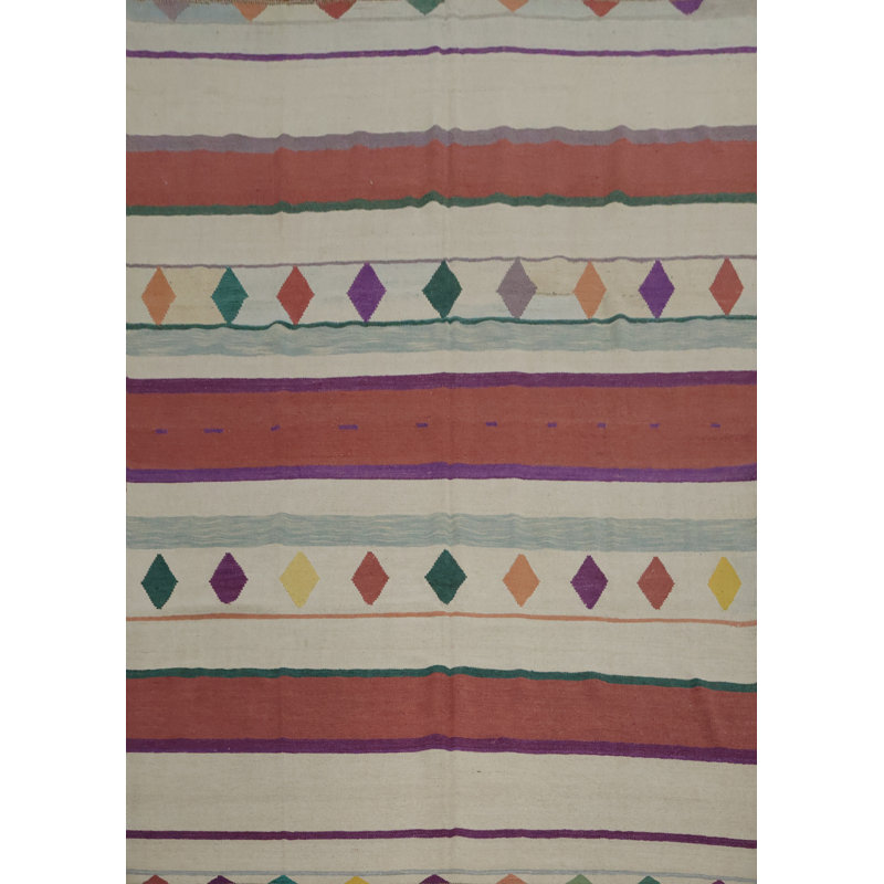 Multicolored Striped Kilim Area Rug 8x10 for Modern Living