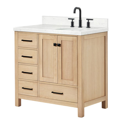 Meuble-lavabo simple 36,25 po avec comptoir en quartz