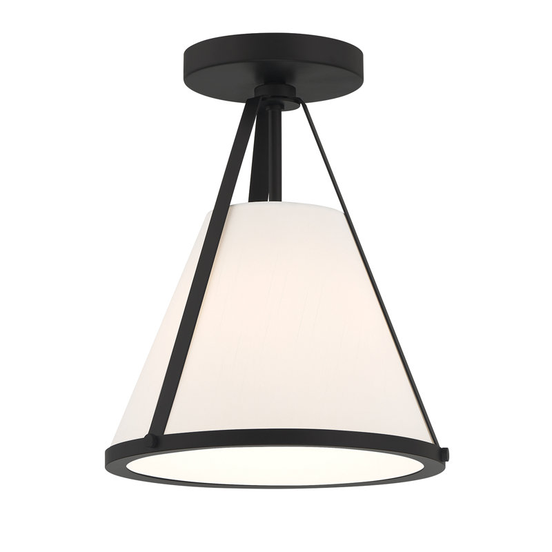1 Light Semi Flush Mount, Black