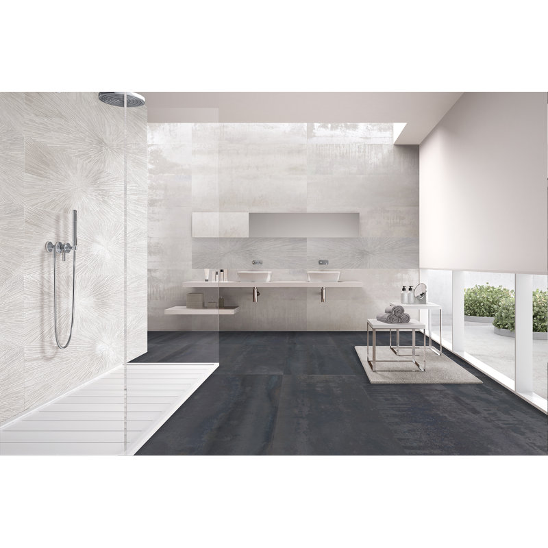 Décor Impact 12" x 47.25" Porcelain Metal Look Wall & Floor Tile, White