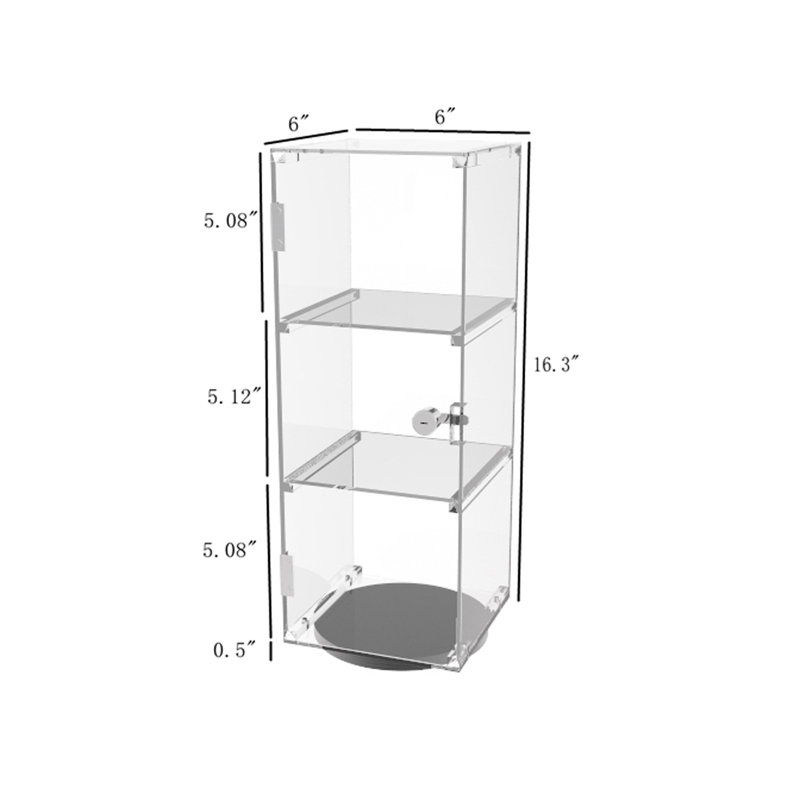 FixtureDisplays 6" x 6" x 16" Rotating Mini Acrylic Tower Showcase Display