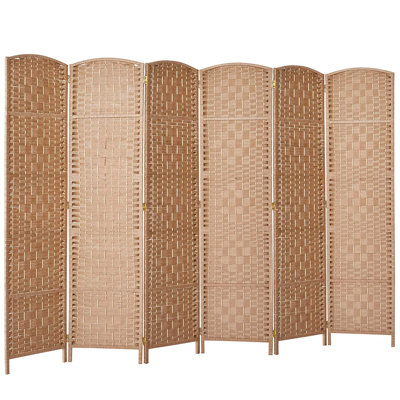 Guilhermina 6ft Lightweight Room Divider Weave Fiber Privacy Folding Screen Freestanding Dual-hinges