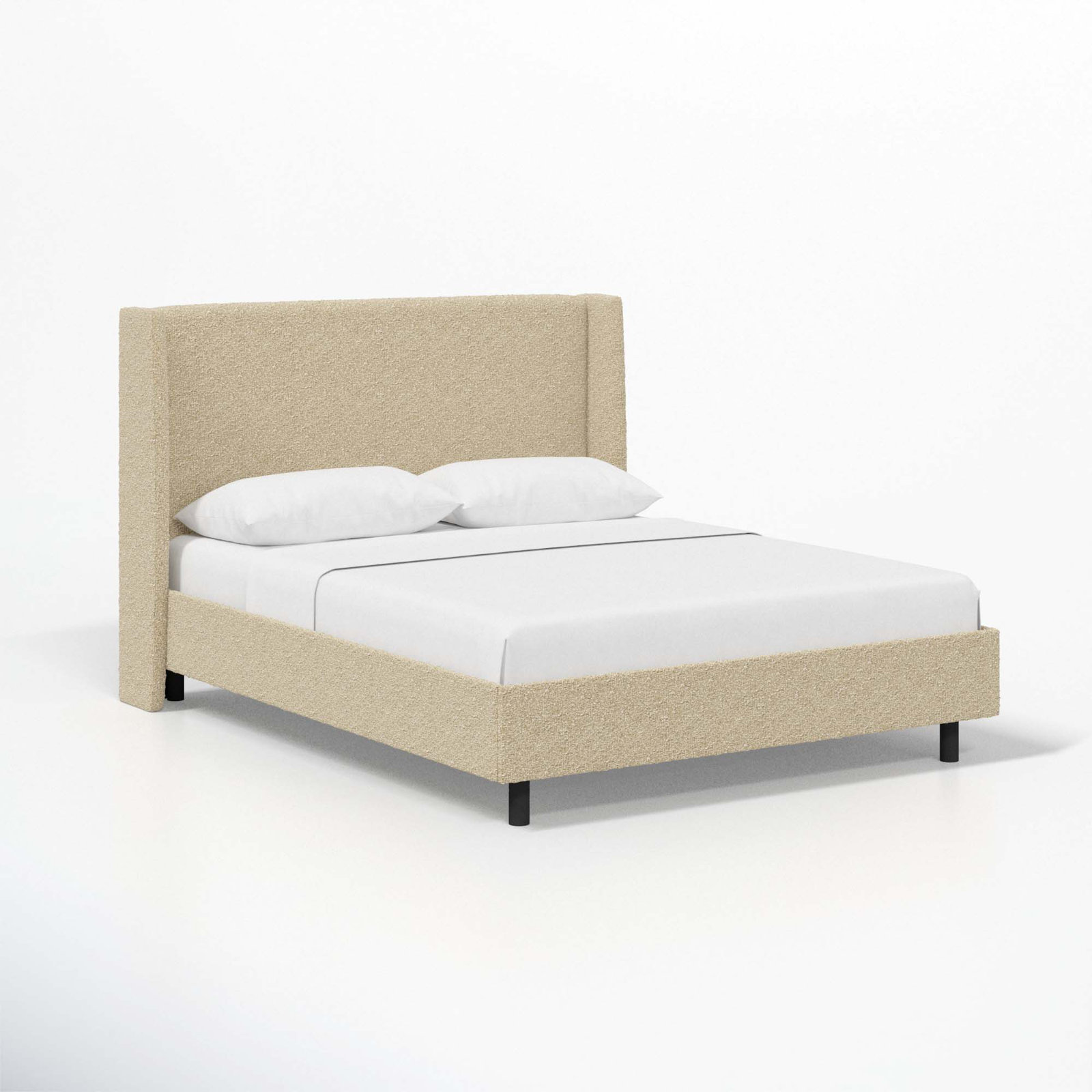 Tilly Upholstered Low Profile Platform Bed, Full, Classic Buff Boucle