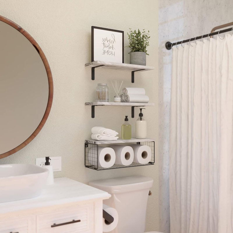 Akershus Bathroom Shelves, White Wash