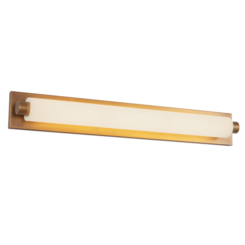 Charleston 31-in Black dimmable LED Bathroom Vanity Light, Antique Brass