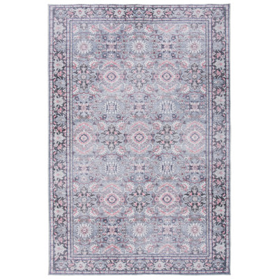 Tapis oriental gris / rose en coton Oriental