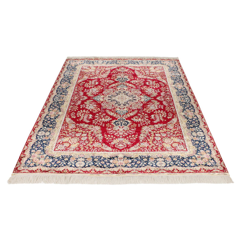 Tapis turc rouge et bleu marine 5x7