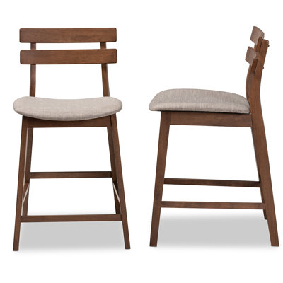 Upholstered Counter Stool with Solid Wood Frame