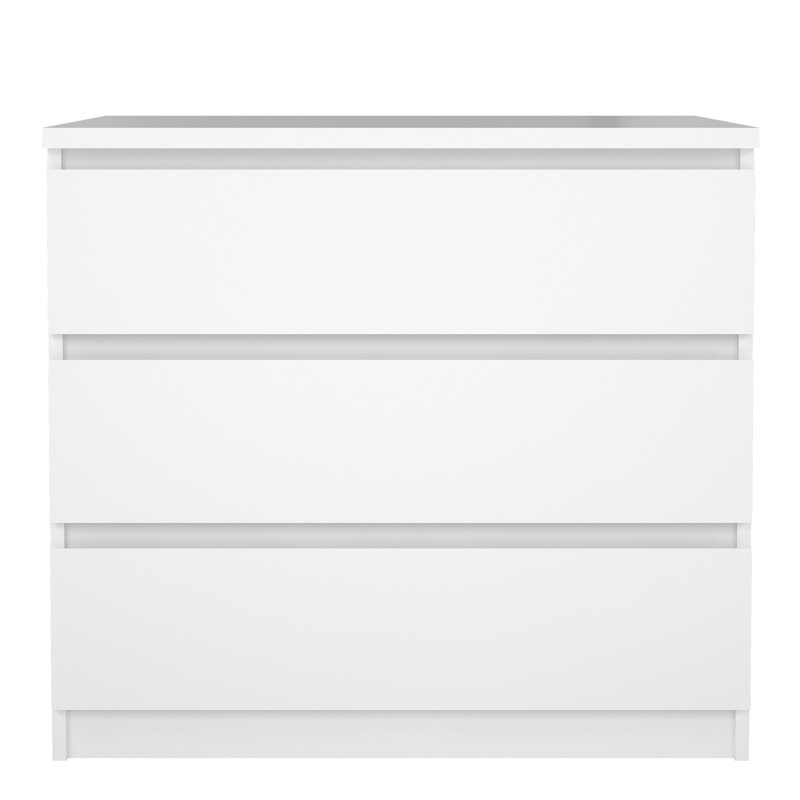 Caton 3 - Drawer Chest of Drawers, White High Gloss