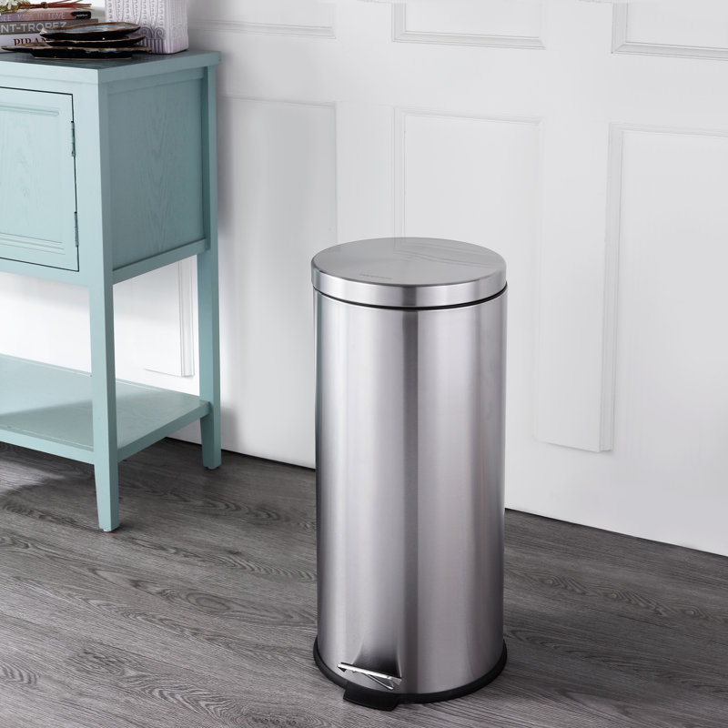 Oscar 8-Gallon Stainless Steel Step-Open Trash Can with Mini Bin