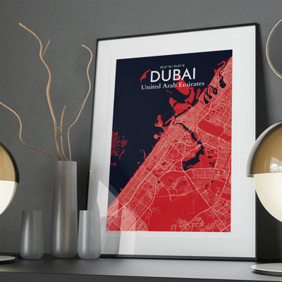 Dubai City Map in Nautical 1 Piece Wall Art