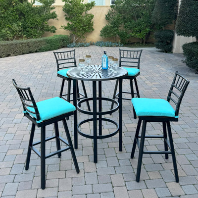 Aluminum 5-Piece Patio Bar Set with 30'' Round Bar Table