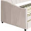 Lit de jour rembourré beige avec deux tiroirs pratiques et un tissu doux recouvrant des systèmes de tiroirs spacieux - Améliorez vos options de rangement-1028473591