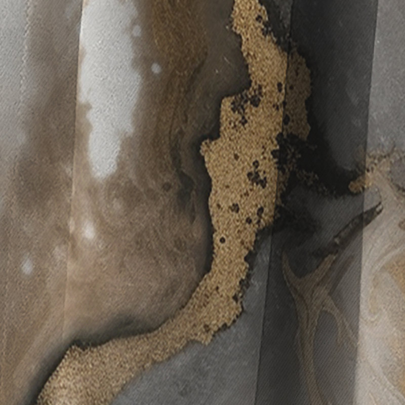 Or et gris A Marble Effect V - Rideau occultant en marbre abstrait - 1 panneaux, L 52 po x L 95 po