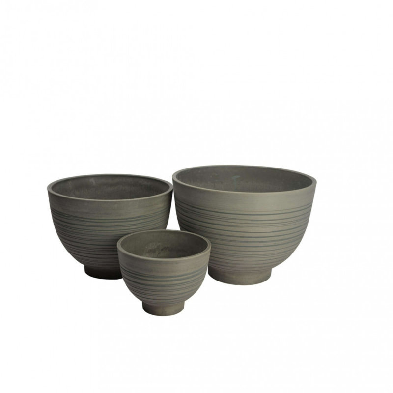 Keshana Synthetic Fiber Floor Vase, Anthracite, 3 pieces, 32cm H x 45cm W x 45cm D