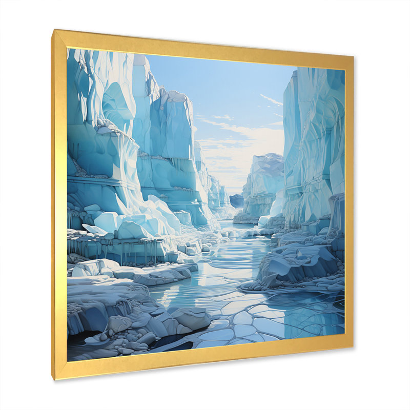 Glacier bleu glacier Solitude II - impression, Cadre doré à une seule photo, H 16 po x l 16 po x P 1 po