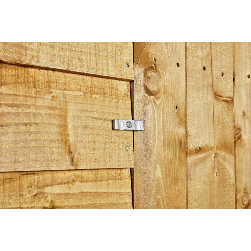 Powersheds 8 x 8ft Timber Overlap Windowless Pent Garden Shed, Double Doors