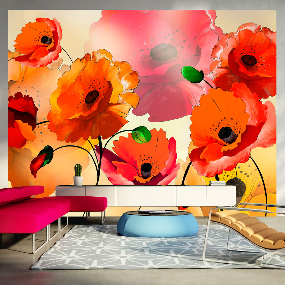 East Urban Home Velvet Poppies Wall Mural | Wayfair