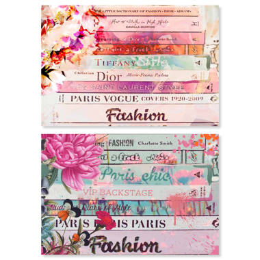 Oliver Gal Pink Celebrate SET, Glitter Flowers And Books Modern