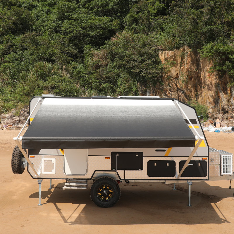 Retractable RV/Patio Awning, White/Black, 96" W x 96" D