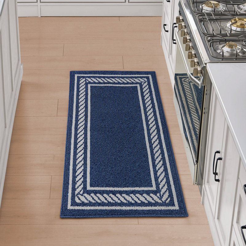 Nautica Rope Border Machine Washable All Loop Tufted Rugs 1-Piece, Rectangle 2'2" x 6'