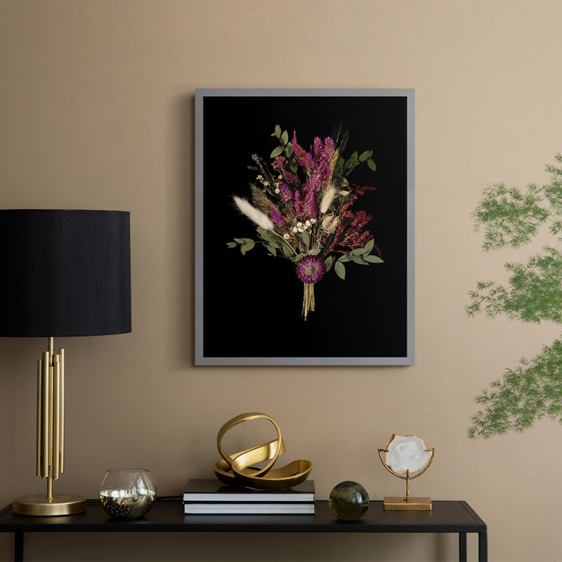 Nosegay III, reproduction d'art encadrée - bois massif, H 11 po x l 9 po, Gris