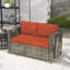 130cm Wide Rectangle Wicker Loveseat with Cushions-39891284