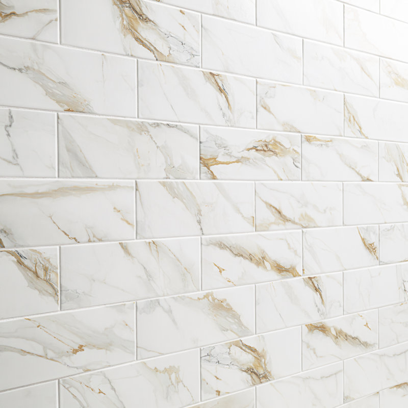 Calacatta Gold Subway 4 in. x 12 in. Matte Porcelain Floor and Wall Tile