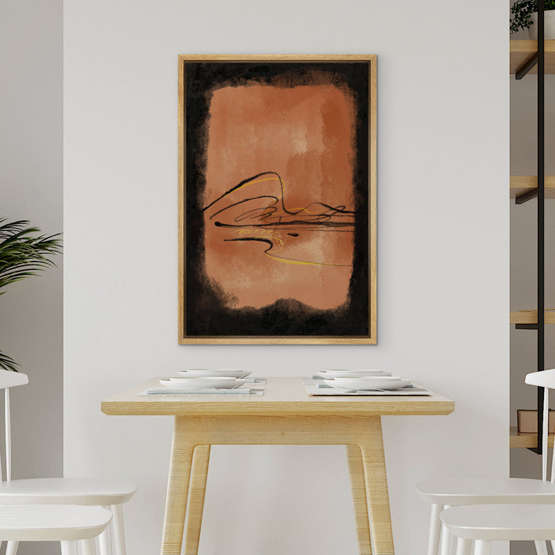 Impression sur toile encadrée de chambre à coucher abstraite classique minimaliste classique orange brun classique, Naturel