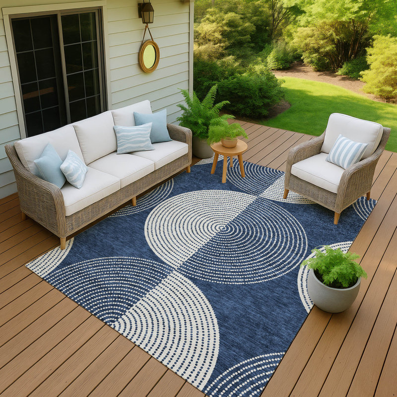 Tapis géométrique intérieur / extérieur lavable à la machine Houtz ACN2275, Rectangle 9 pi x 12 pi
