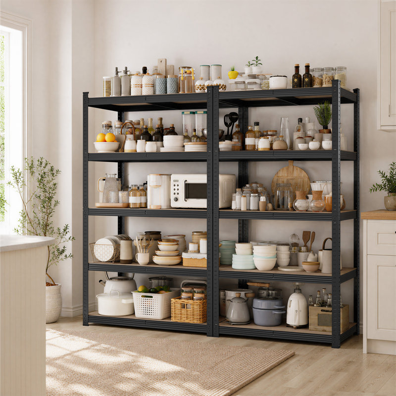 180cm 4 Shelf Shelving Unit, 180cm H x 90cm W x 60cm D, Black/Brown