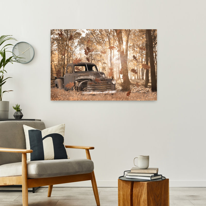 «Leaves are Falling», art abstrait de paysage de forêt, H 36 po x l 24 po