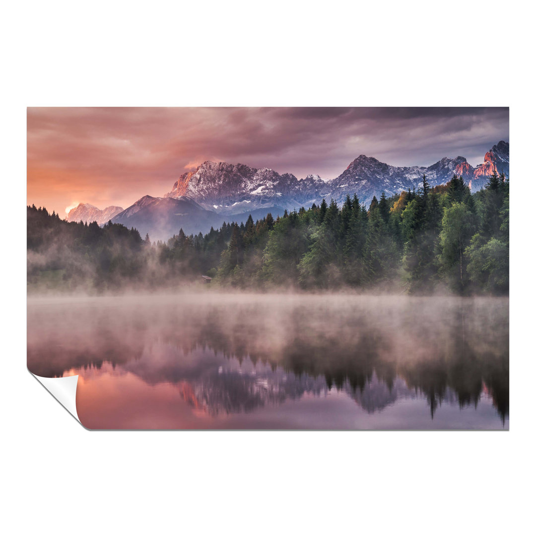 Panther Print Fine Art Prints Sunrise On Alps Mountain Reflection On Lake Artistic Unframed Poster, Pictures For Home Walls, Bedroom, Living Room & Ba