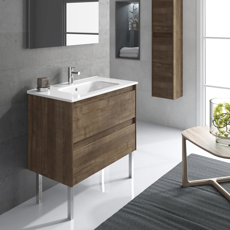 Ambra 31.7'' W Single Vanity with Mirror, Matte White