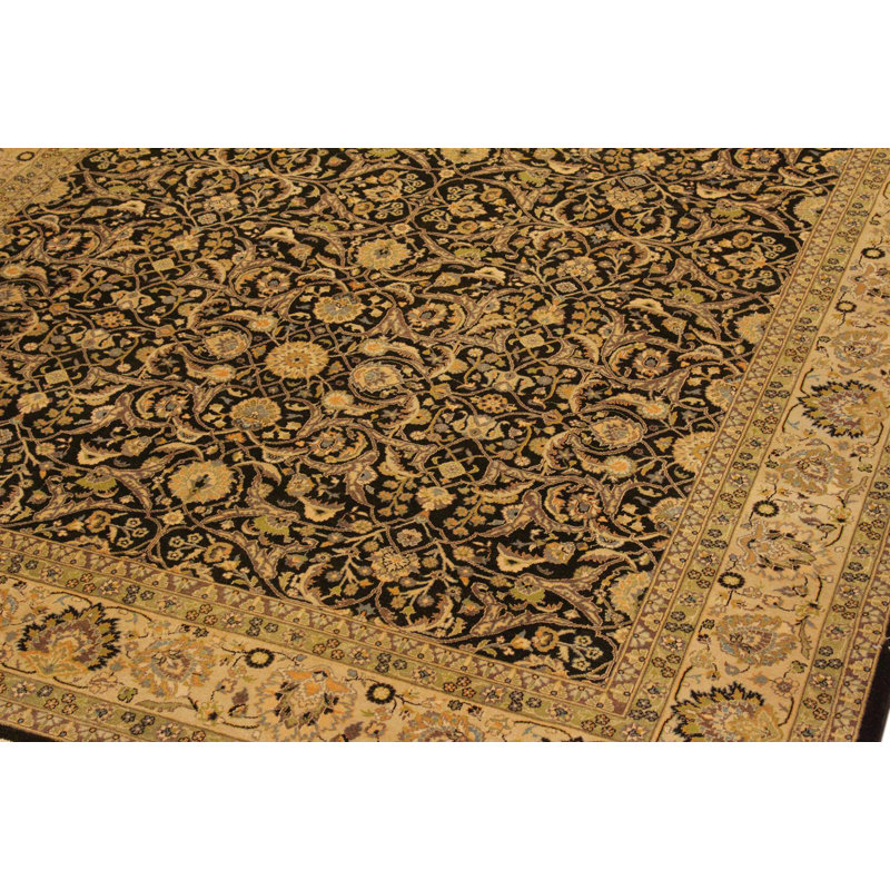 Tapis brun / noir en laine noué à la main 9 pi 2 po x 11 pi 9 po Abagail