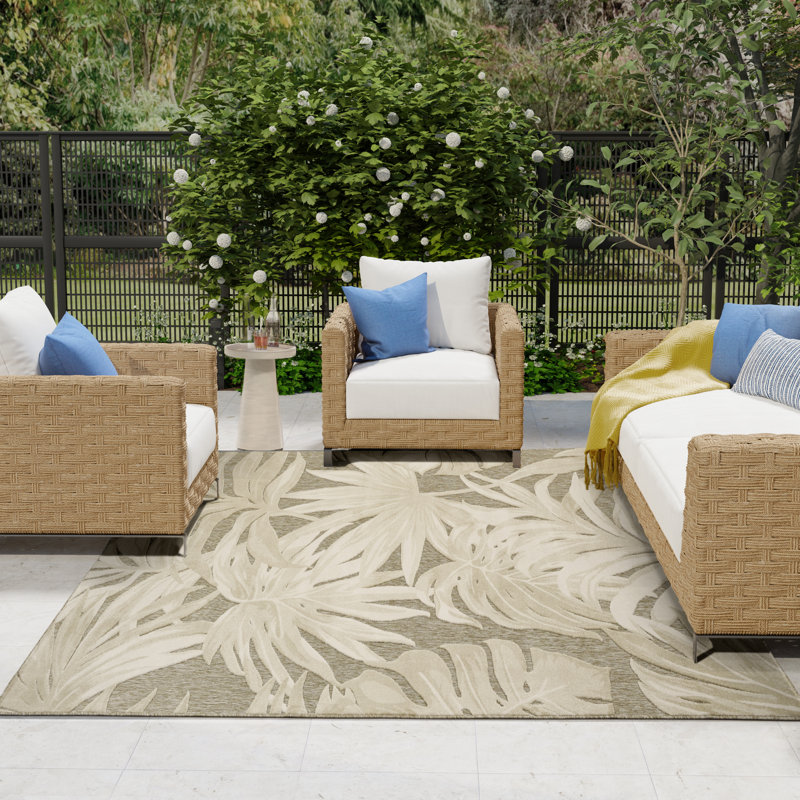 Floral Indoor/Outdoor Ivory Sage Area Rug, Rectangle 239 x 320 cm