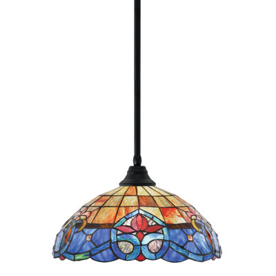 Any Stem Hung Pendant Shown In Matte Black Finish With 16" Sierra Art Glass