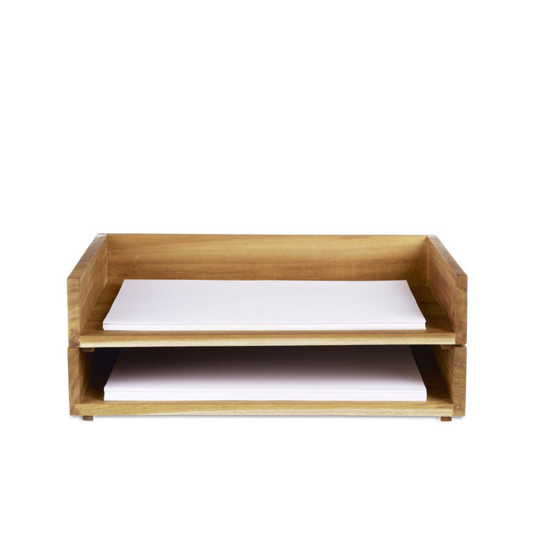 Loredana Solid Wood Stackable Paper Organizer