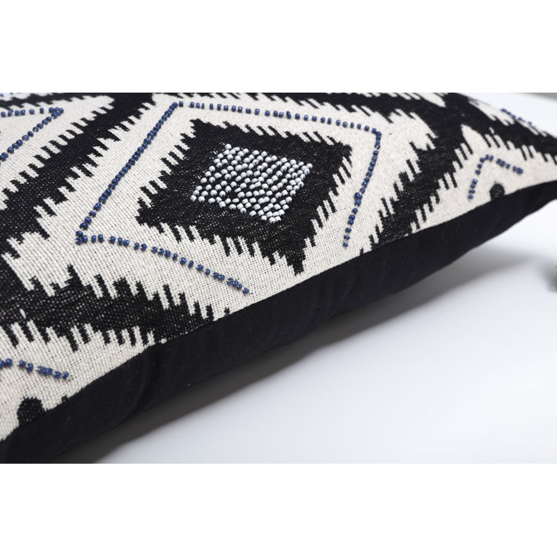 Housse et insert de coussin rectangulaire en coton Zambia, Noir