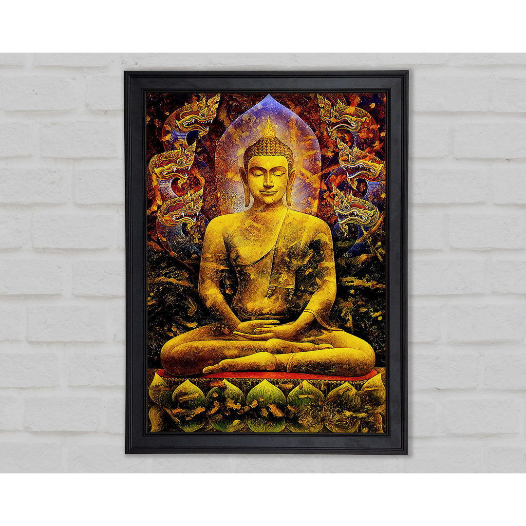 Meditierender Buddha Drachen Gerahmter Druck