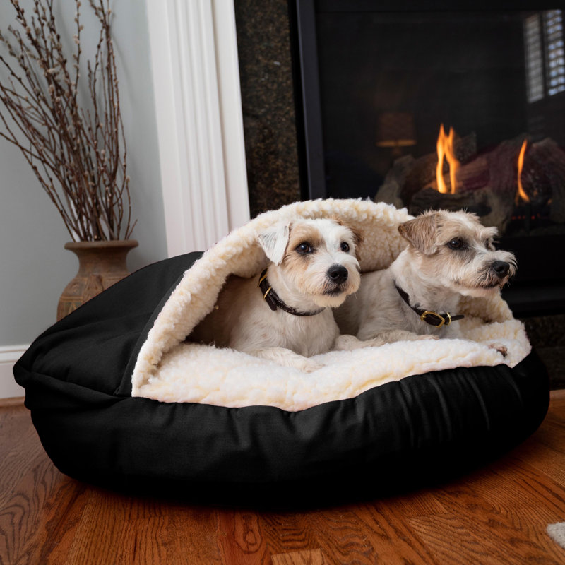 Lit à capuche Snoozer Cozy Cave Luxury, Grand (l 35 po x P 35 po x H 8 po), Noir