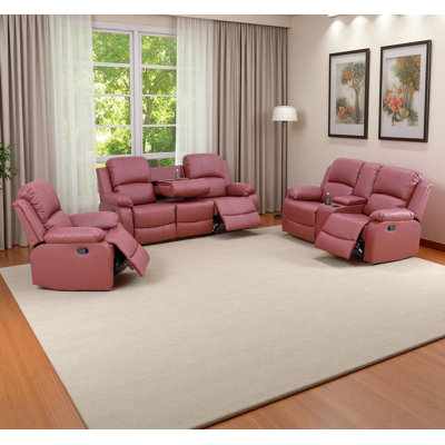 3-Piece Manual Reclining Living Room Sofa Set
