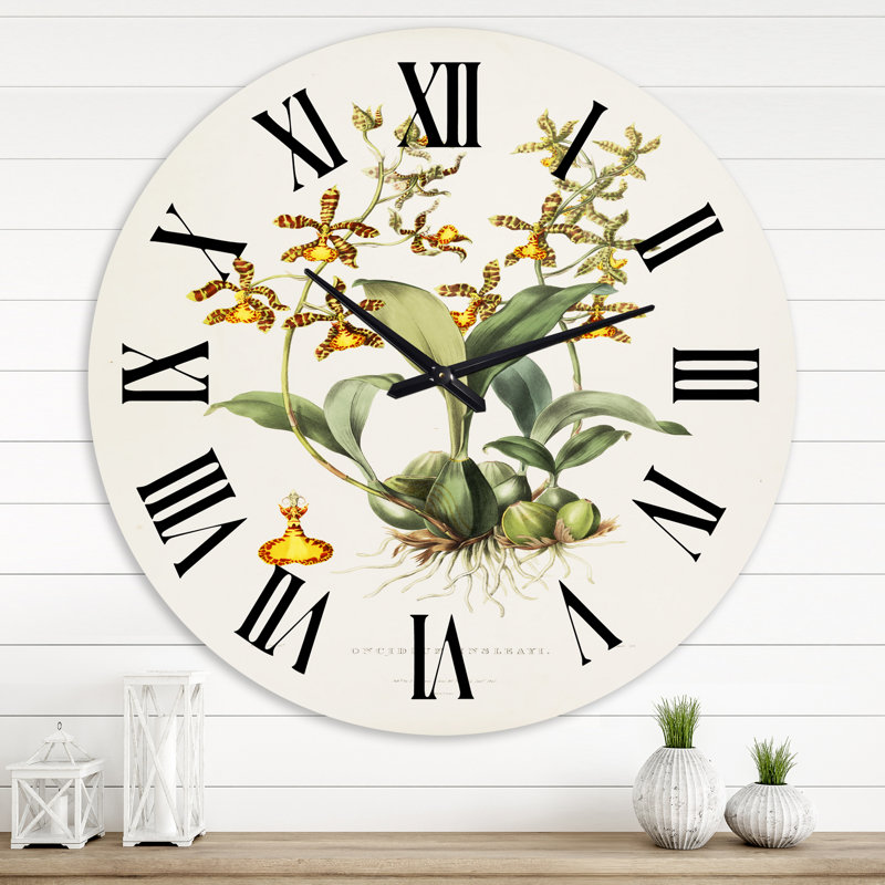 Vintage Flower I - Horloge murale traditionnelle, Grand